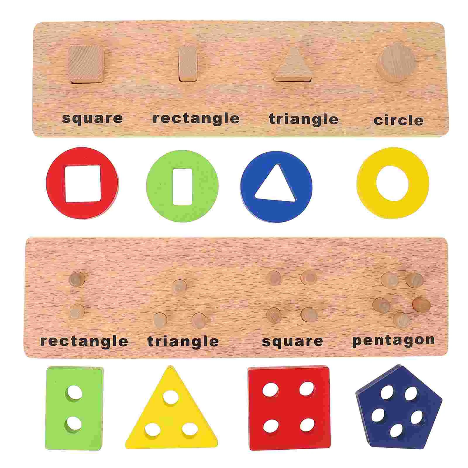

2Sets Cognitive Board Geometric Shape Block Early Education Stereo Puzzle for Child Kindergarten