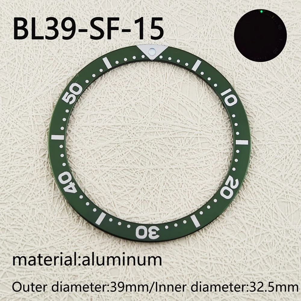 39mm Watch Bezel Inner Diameter 32.5mm Insert  Flat aluminum Bezel SKX007 SKX009 SRPD Watch Case Luminous celebrity watch access