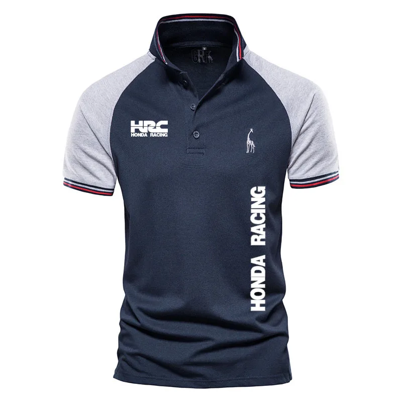 

Summer brand men's POLO shirt high quality HRC car logo print Color match Hip Hop y2K Men's golf shirt Cotton T-shirt top
