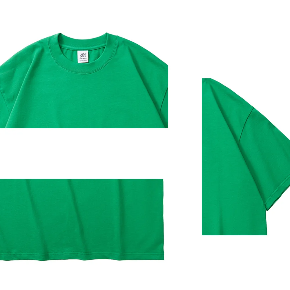 w rozmiarze 340g Męska koszulka 100% grubsza bawełna Wiosna Casual Jersey Duży i wysoki Wysokiej jakości męskie topy haftowane na zamówienie