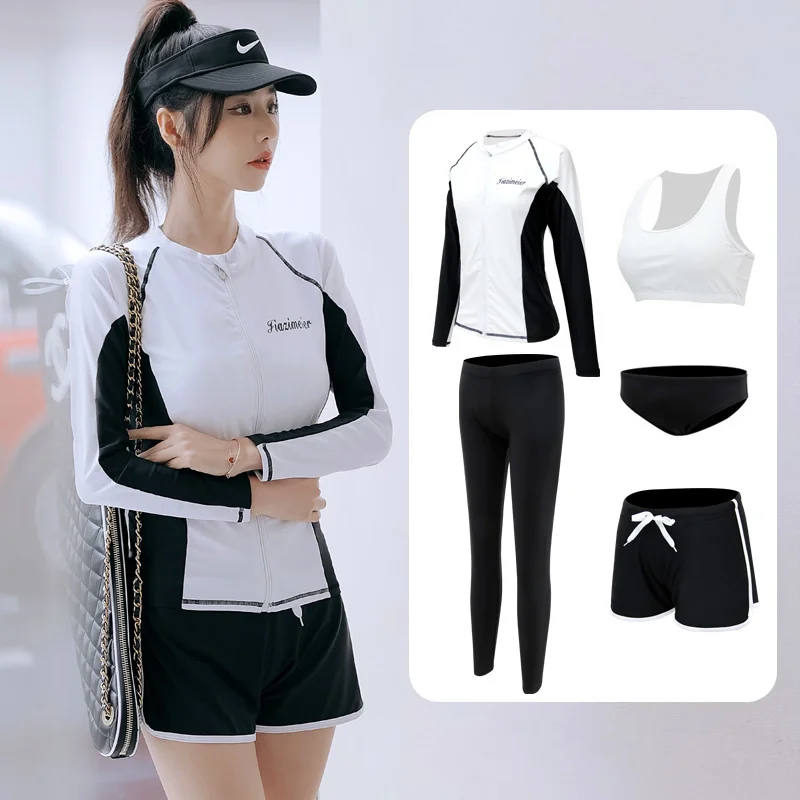 

Women Sports Wear Beach Swimming Long Sleeves+Long Pants Surfing Suit Padded Pieces Swimwear 2023 New Bathing SUit