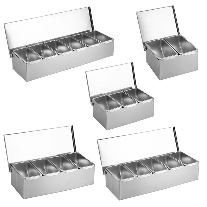 

Квадратный контейнер из нержавеющей стали для хранения, контейнер с крышкой для кухонных коробок для специй, контейнер для хранения соли и сахара