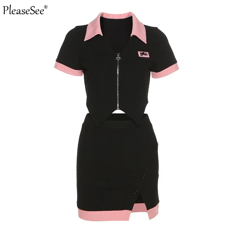 Женский комплект из 2 предметов короткий топ и облегающая мини-юбка - купить по