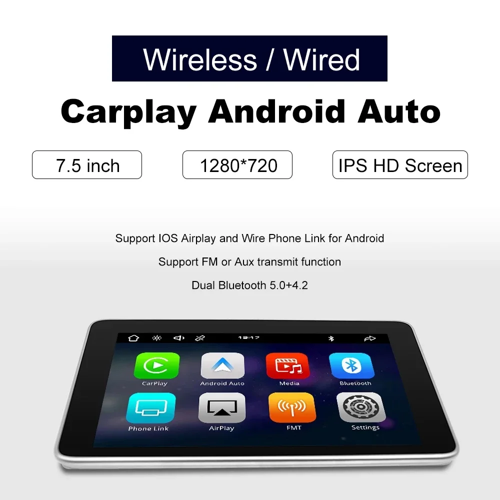 Беспроводной планшет Carplay Android Auto Портативный мультимедийный плеер Стерео 7