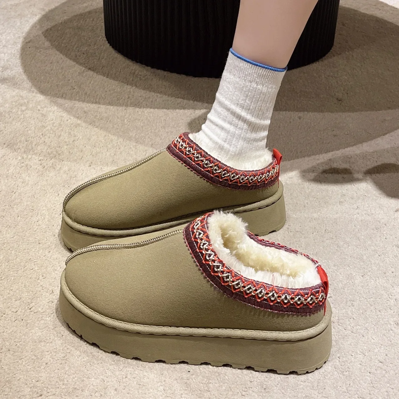 Зимние тапочки на платформе ультра мини-женские зимние сапоги меху классические