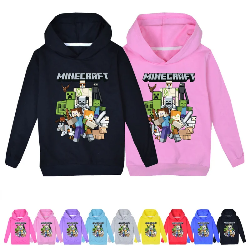 

Детская одежда для мальчиков и девочек в стиле Minecraft, милая Толстовка на весну и осень, детская одежда