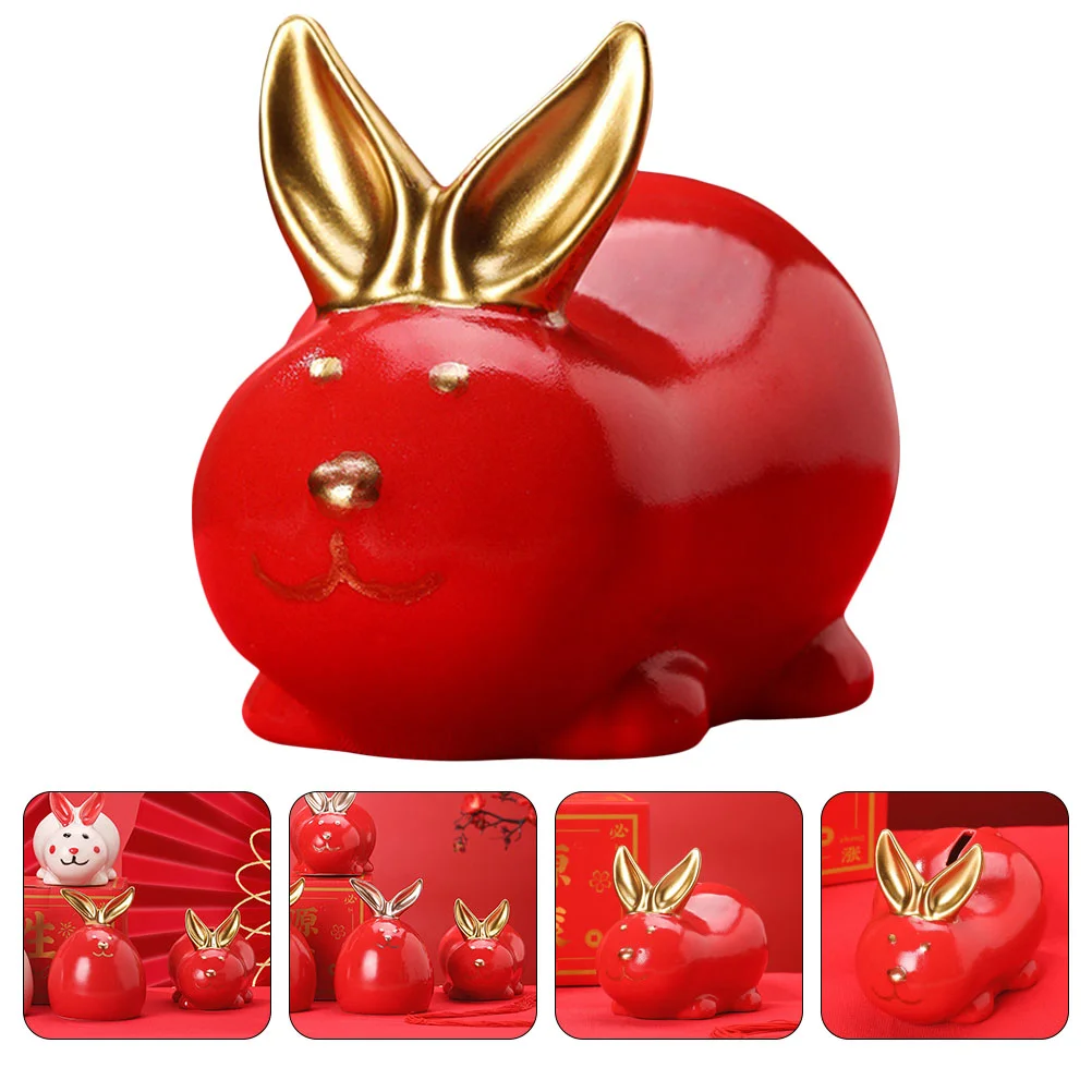 

Bank Piggysaving Rabbit Jar Bunny Money Chinese Box Year Pot Easter Kids New Toy Statue Decorative Cartoon Decor Storage Savings