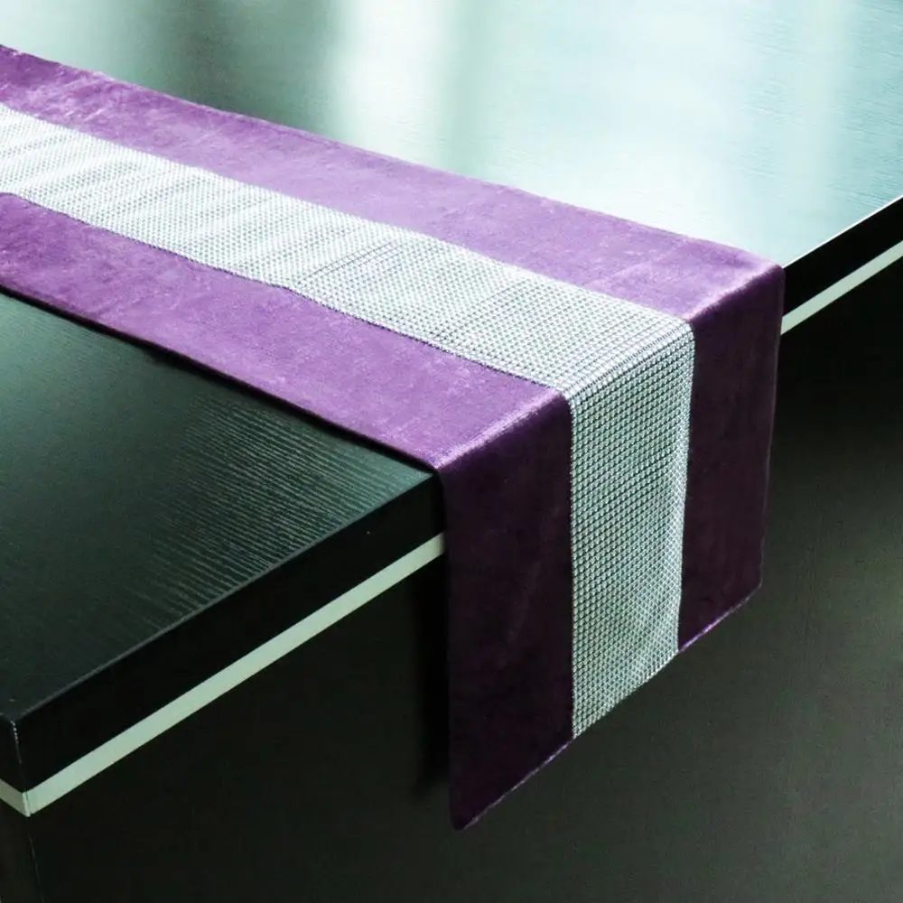 

Фланелевая настольная дорожка с блестками и бриллиантами, 32x250 см, бархатные зеркальные края с кисточками для украшения дома, банкета, свадь...