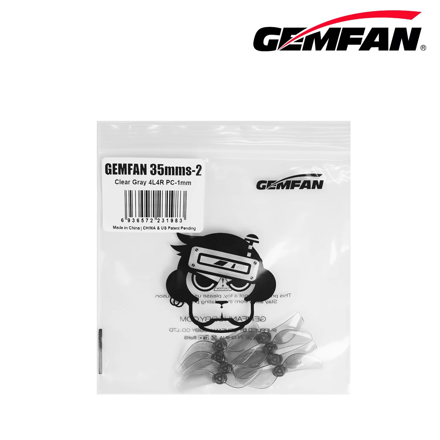 8 пар (8CW + 8CCW) Gemfan 35mmS-2 35 мм 2-лопастной пропеллер с отверстием 1 для FPV Tinywhoops