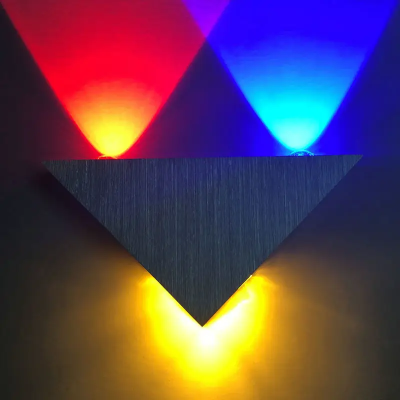 

Rgb Led Wall Light Triangle Aluminum Indoor Sconce Modern Decoration For Home Bedroom Living Room Stair Wall Lamp