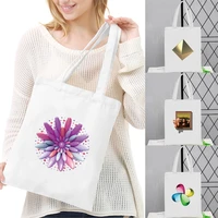 2022 women canvas shopping bag foldable shoulder pack eco handbags 3d series female tote reusable grocery organizer shopper bags