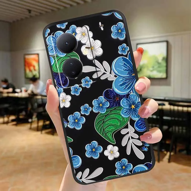 Чехол для Vivo V29 Lite 5G V40Pro V40SE с 3D рельефным цветочным тиснением силиконовый чехол VIVO