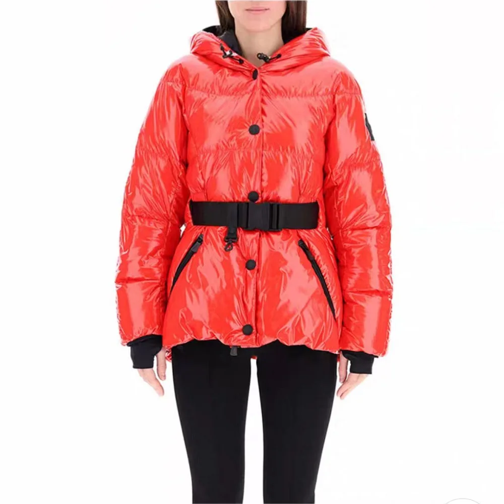 

2023 winter women's jacket coated PU windproof warm women's hooded down jacket y2k clothes New high quality belt tops coat bra