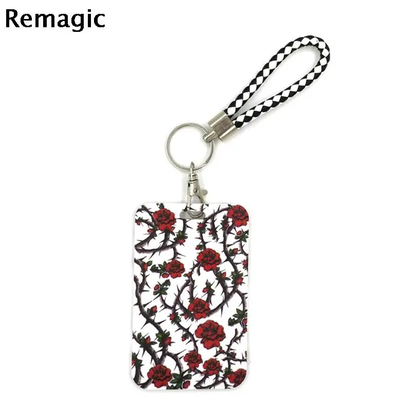 

Feminist Flowers Rose Cute Credit Card Cover Lanyard Bags Retractable Badge Reel Student Nurse Name Clips Card ID Card Holder