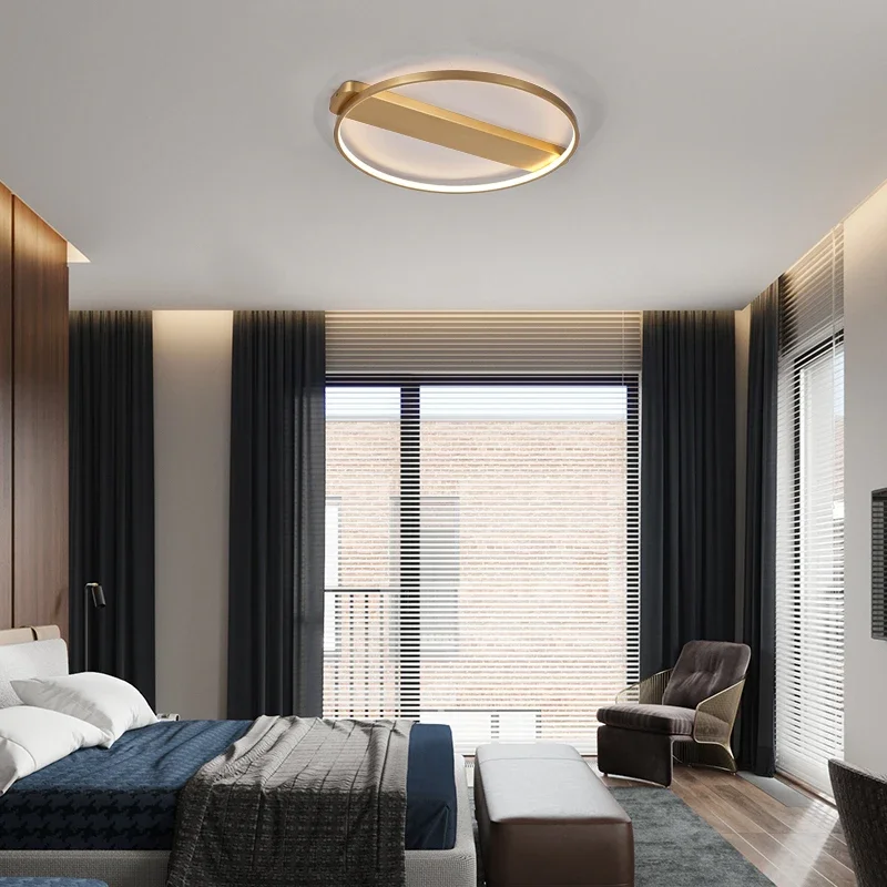 Ультратонкая медная потолочная лампа современный минималистичный светильник в