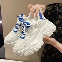 platform sports shoes for woman white sneakers elegant breathable mesh lace up running outdoor casual female shoes 2022 trend