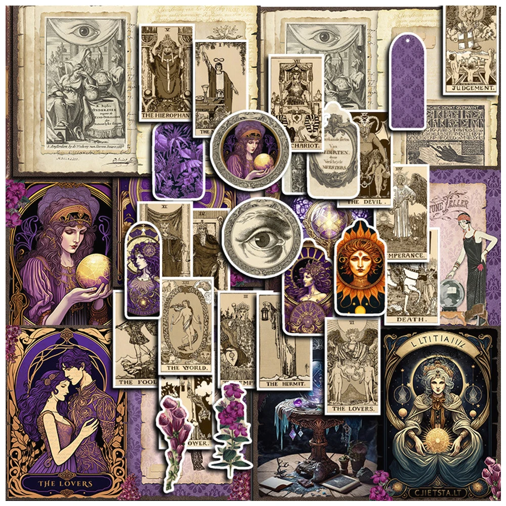 

38Pcs Vintage Magic Witch Aesthetic Mixed Varied Stickers Pack for Kids Scrapbooking Travel Luggage Decoration Graffiti Decals