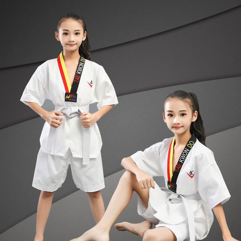 Детский костюм для ТКД Школьник Мальчик Девочка, униформа для тхэквондо для детей и взрослых, без разделения по полу, с длинным рукавом, униформа в стиле Ги для мужчин и женщин, ВТФ карате, дзюдо, добок