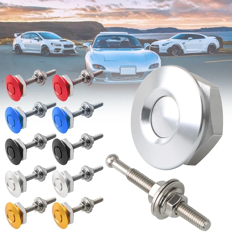 

30mm Aluminum Alloy Push Button Quick Release Hood Pins Bonnet Lock Clip Latch Bumper Universal Auto Replacement Parts