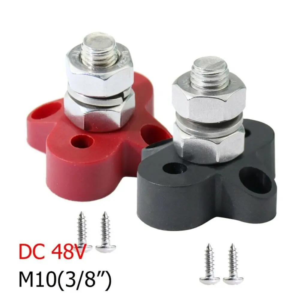 

3/8in Stainless Steel Single Stud Junction Block Battery Terminals Red Black Auto RV Heavy Duty Bus Terminal Car Accessories