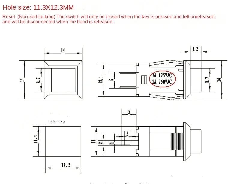 10 шт. квадратный Мгновенный Переключатель с автоматической блокировкой