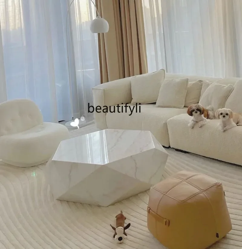 Итальянский минималистичный мраморный чайный столик круглый художественная