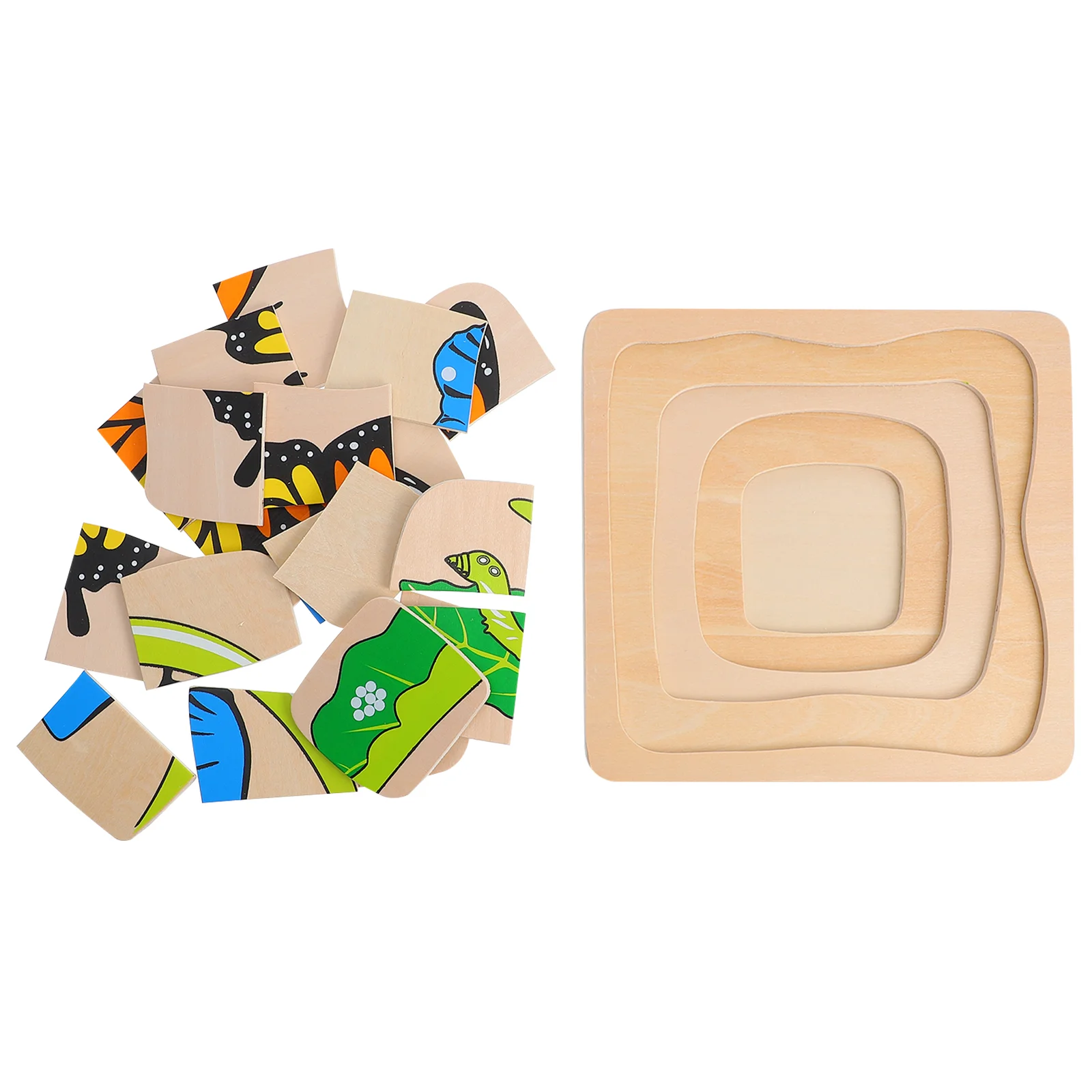 

Montessori Life Cycle Puzzles, Wooden Cartoon Montessori Jigsaw Educational 3D Puzzle Board for Preschool Learning Aids ( Toys