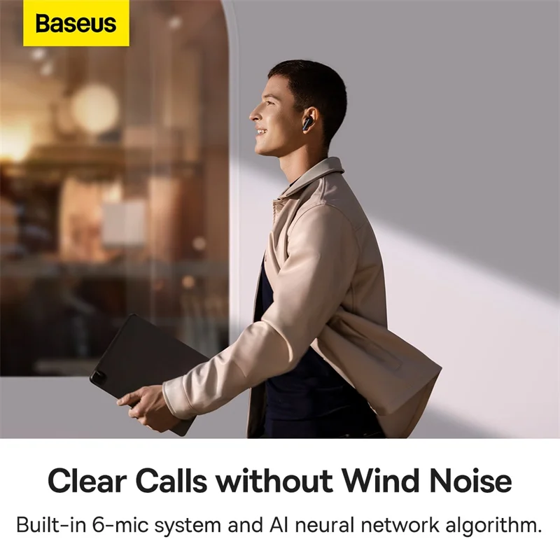 Cena Baseus Burza 1 Bezprzewodowe Słuchawki Bluetooth 5.2 42dB Adaptacyjne Dynamiczny ANC Słuchawki Z 6-mics ENC Z Redukcją Szumów Słuchawki Douszne HiFi