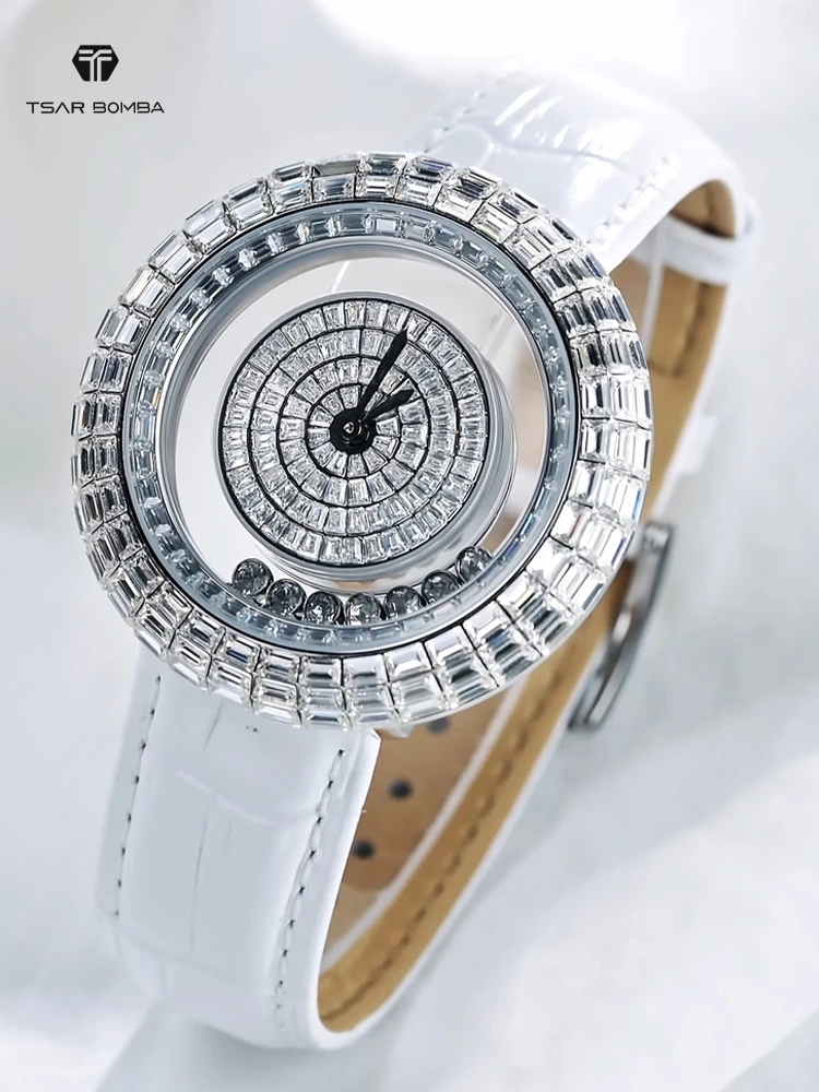 TSAR BOMBA Часы с бриллиантами для женщин Модные часы кристаллами Кварцевые наручные