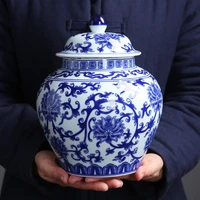 creative blue and white porcelain tea tank sealed moisture proof coffee candy jar ceramic general jar crafts interior decoration