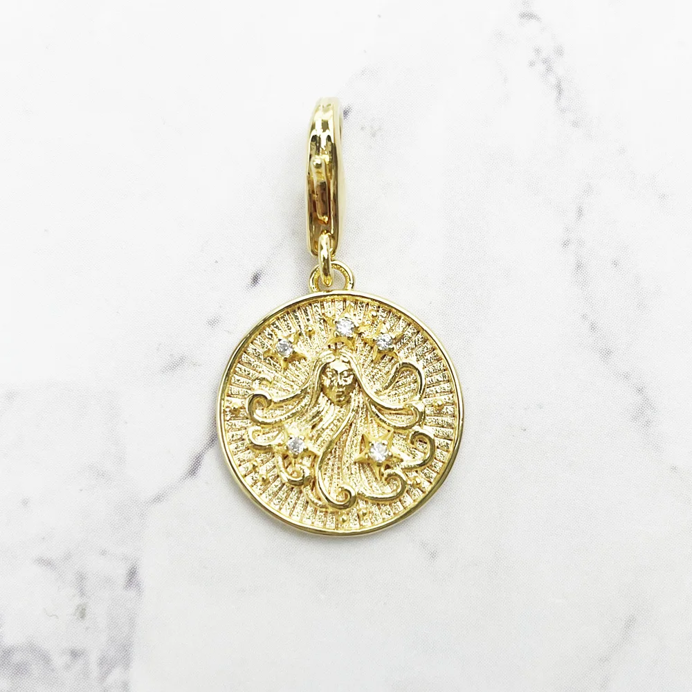 Кулон золотистый с 12 созвездиями из серебра 925 пробы
