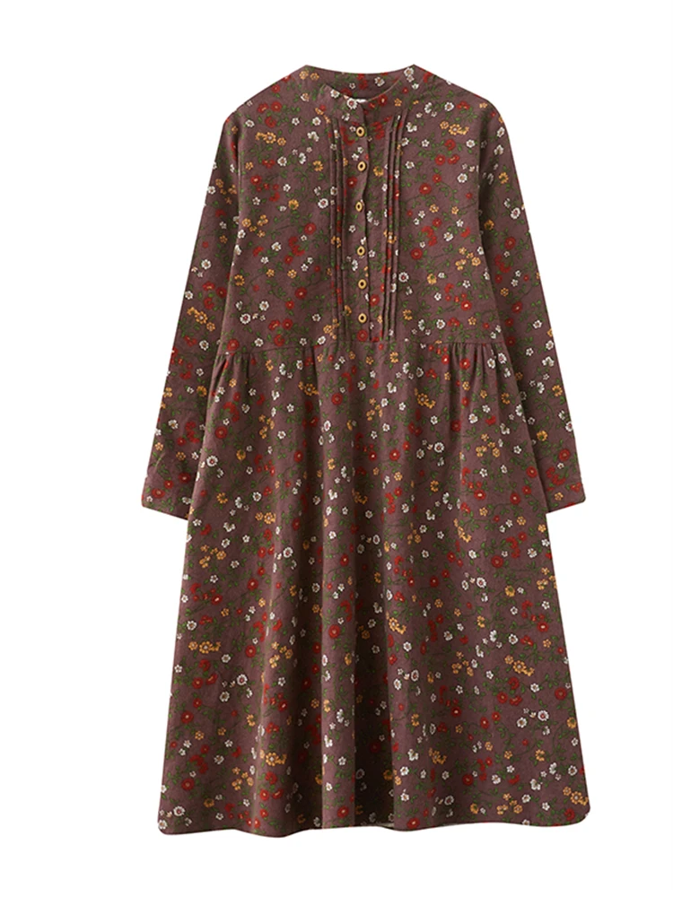 Женское Хлопковое платье с длинным рукавом повседневное элегантное винтажное