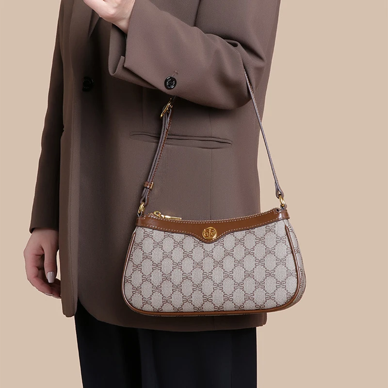 Высококачественная женская сумка из ПВХ с роскошным принтом в форме полумесяца