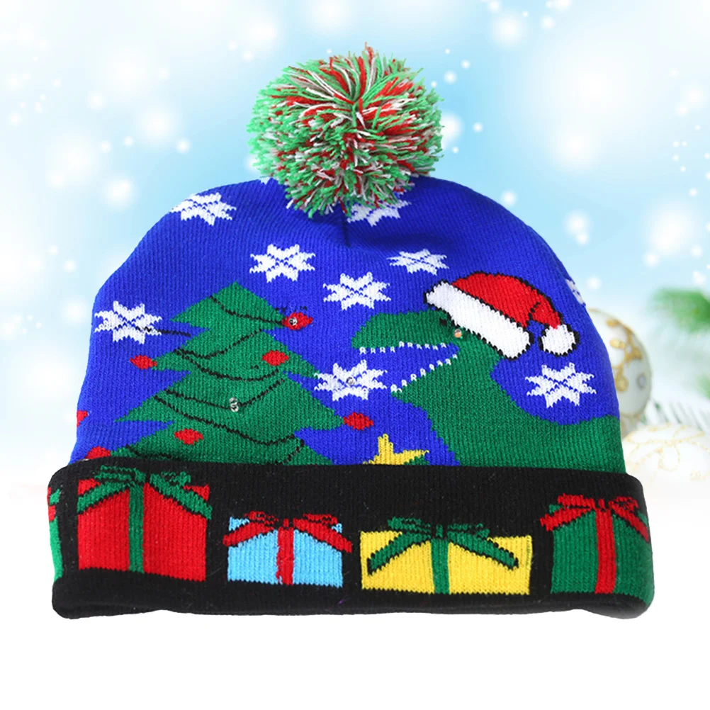 

Рождественская Милая вязаная шапка, креативная шапка со светодиодной подсветкой, головной убор для косплея, для зимних представлений, праз...