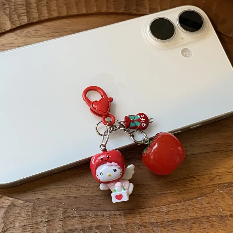 Sanrio Hello Kitty Рождественский Новый Год Фруктовый Брелок Креативный Помидор Рюкзак