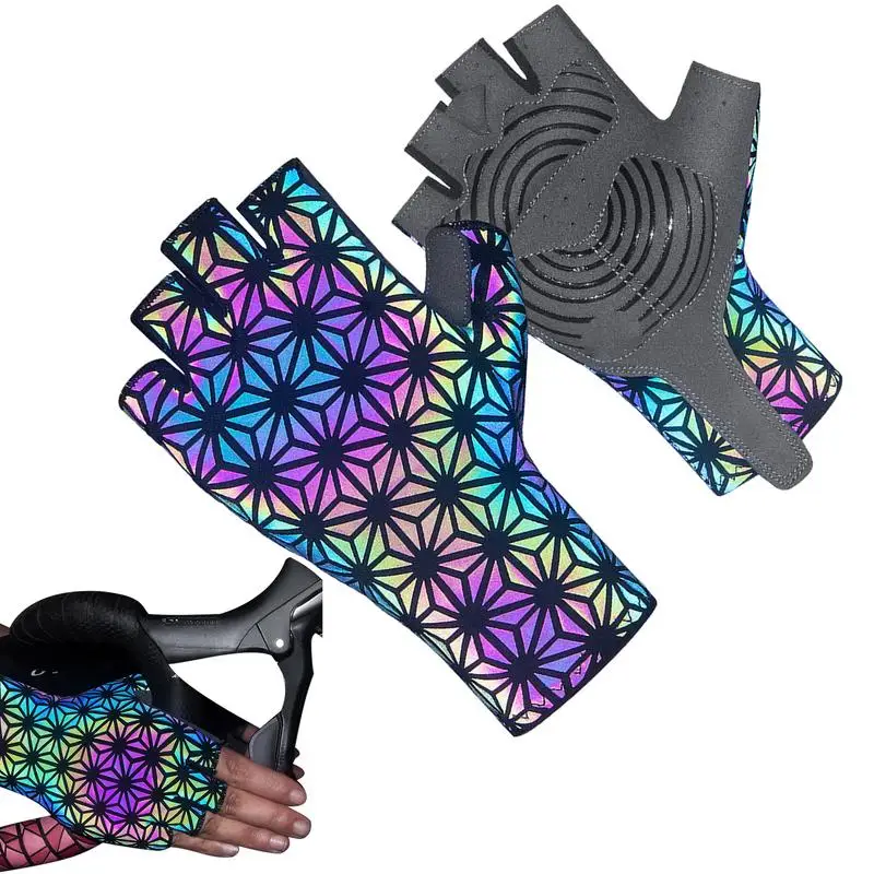 

Half Finger Bicycle Gloves Multicolored Half Finger Shock Absorbing Cycling Gloves Anti-skid Mountain Road Bike Gloves Unisex