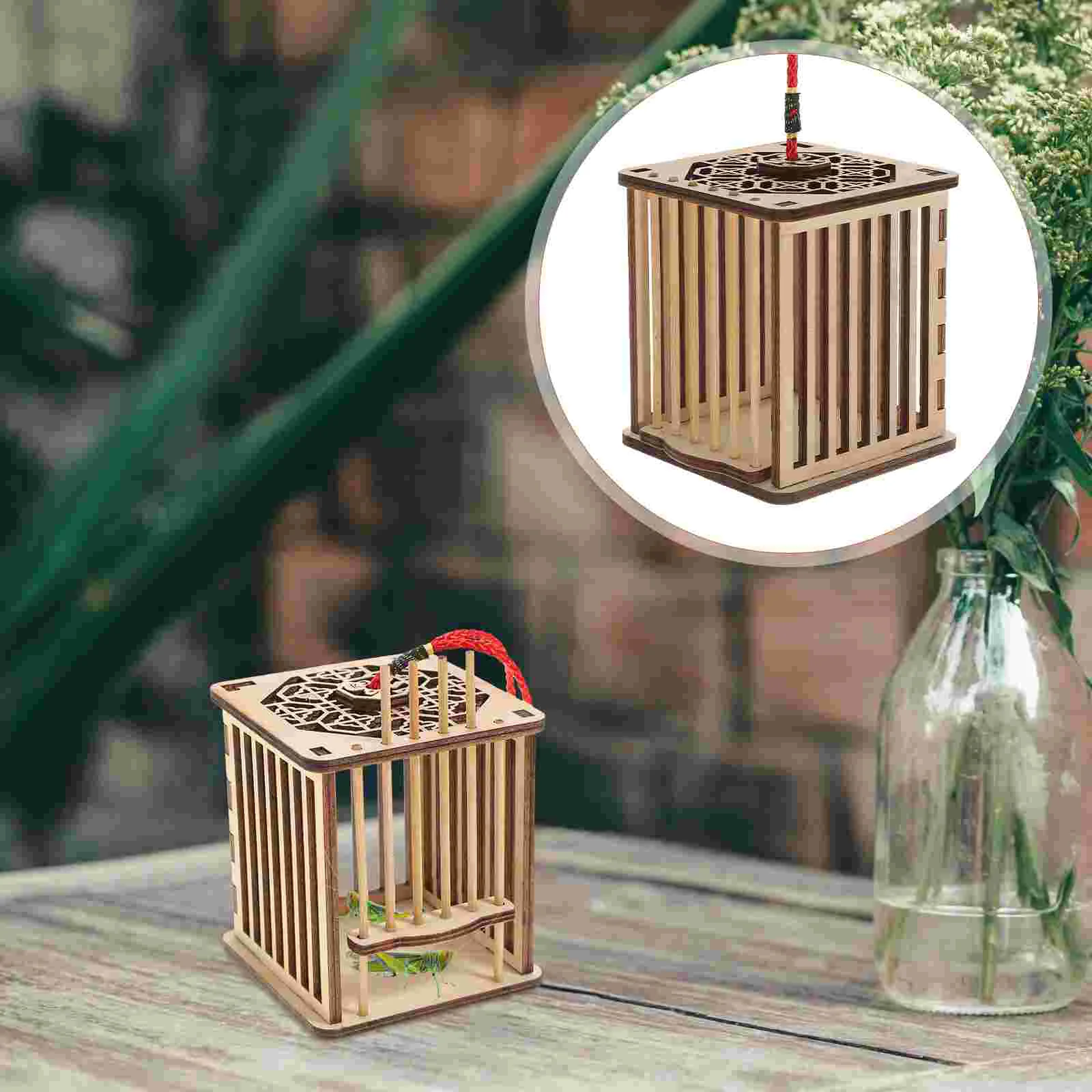 

Cage Grasshopper Habitat Box House Reptile Carrier Feeding Bug Insect Catcher Pets Wood Wooden Insert Firefly Roaches Shelter