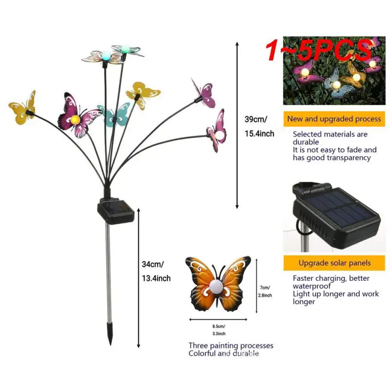 

1~5PCS Night Light Butterfly Shape Warm Light 6 Head Colorful 600 Ma Battery Home Decoration Lawn Lights Garden Ip65 Waterproof