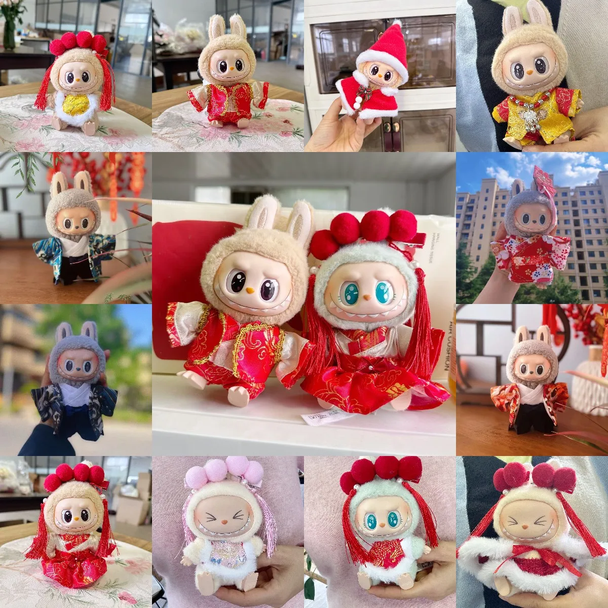Фото 15 см Labubu Idol куклы одежда красивое кимоно новогодние рождественские аксессуары Корея Kpop экзо одежда толстовка плюшевая кукла одежда №1