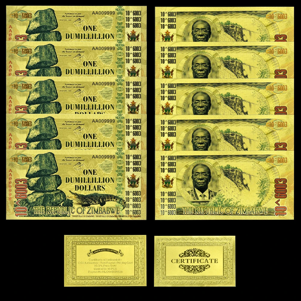 

10pcs/lot New Zimbabwe One Dumillillion Dollars Fake Money Zimbabwe Banknotes Art Ornaments Collections Souvenir Gifts