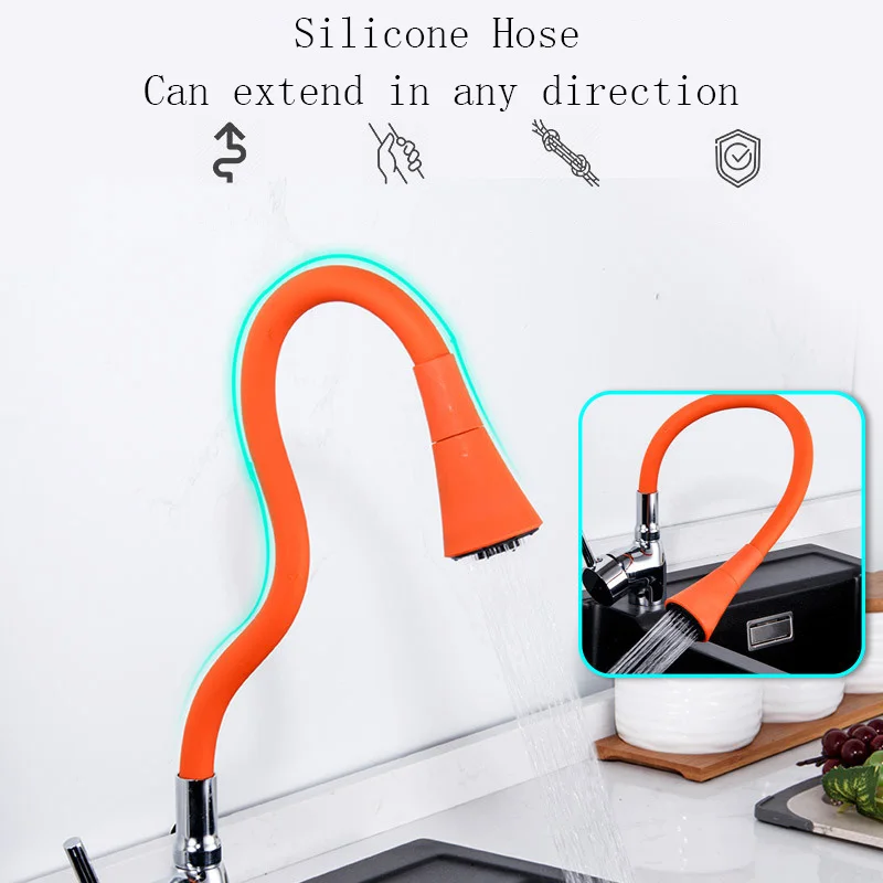 Латунный кран YCRAYS с цветным силиконовым шлангом смеситель для горячей и холодной