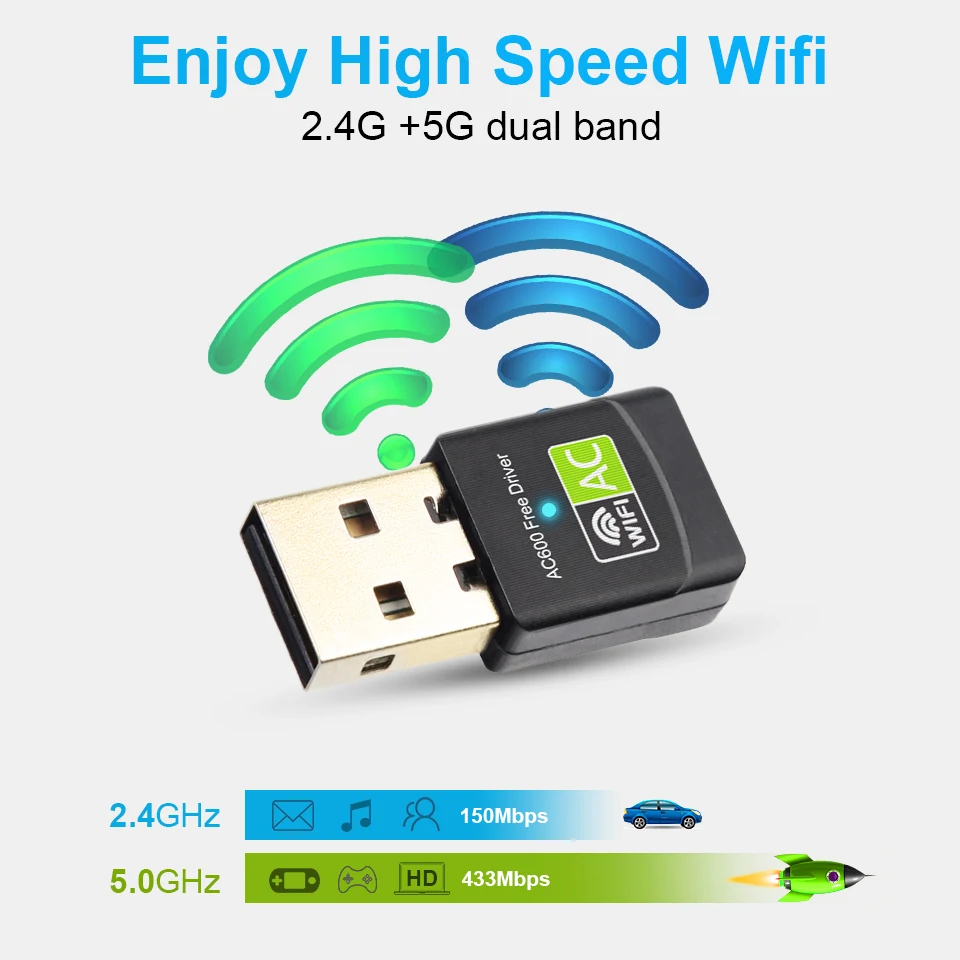 USB Wi-fi адаптер 600 Мбит/с 5 ГГц | Компьютеры и офис