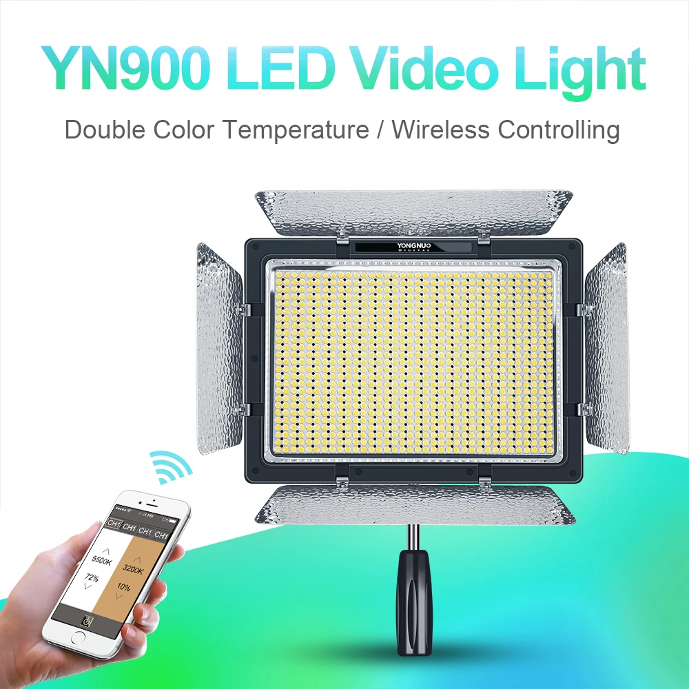 

YONGNUO YN900 High CRI 95+ Wireless 3200K-5500K LED Video Light Panel,YN-900 900 Lamp Beans 7200LM 54W Led Lighting
