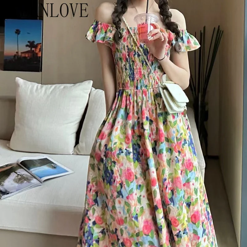 

Женское платье с принтом, в пляжном стиле, с воротником-лодочкой