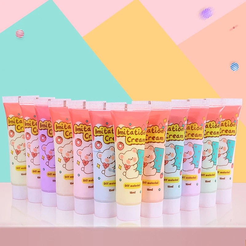 

15ml/bottle Resin Cream for Phone Case Fake Whipped Clay Glue DIY Craft Soft Clay Decoration Simulation Gel Mobile Shell