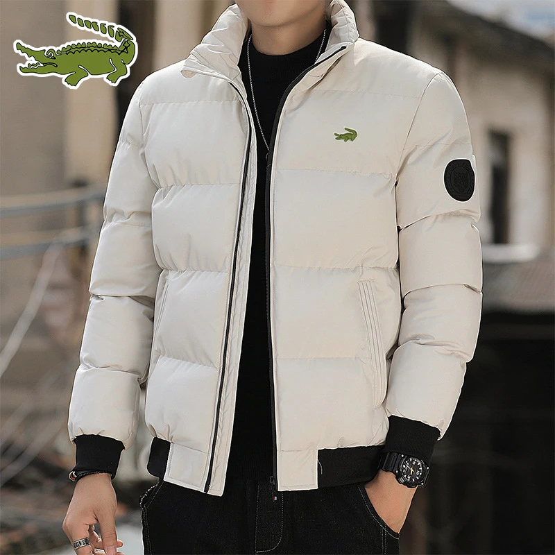 Fashion Solid Casual Thickened Jacket Stand Collar Cold proof Large Padded Jacket Men's Fashion Winter Loose