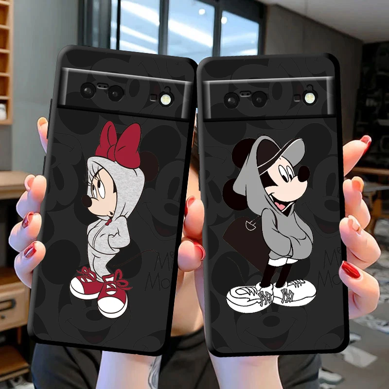 

Cartoon Mickey Minnie Mouse For Google Phone Case Pixel 7 6 Pro 6A 5A 5 Motorola G8 E7 Power Play Plus 5G Black Soft Cover