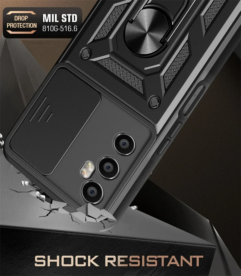 Чехол Funda для Realme C65 4G фотомагнитный держатель с кольцом-подставкой армированный