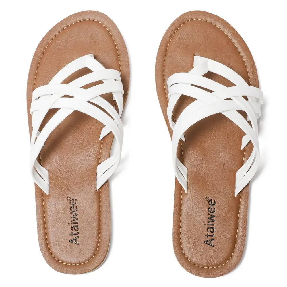 

Women`s Flat Slide Sandals - Comfortable Summer T- Strap Slip on Thong Flip Flops, Adult, Female