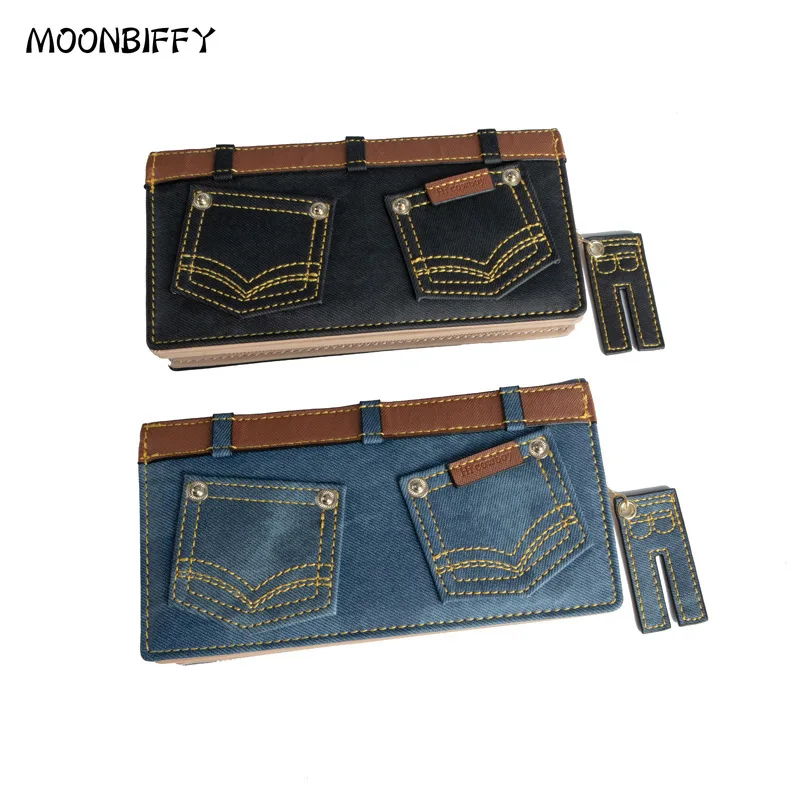 

Женский Длинный кошелек, кожаные кошельки с узором из денима, клатч из мягкой кожи с пряжкой, женская сумка для денег, держатель для кредитны...